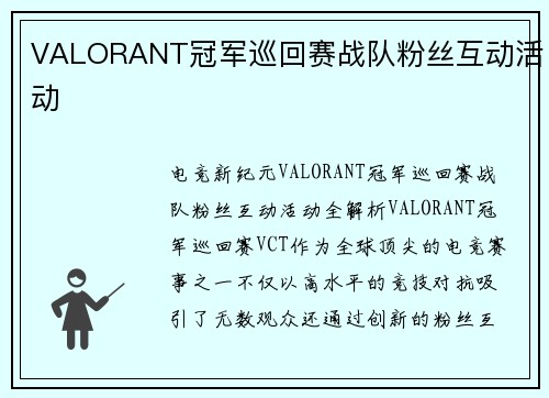 VALORANT冠军巡回赛战队粉丝互动活动