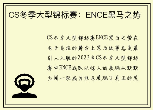 CS冬季大型锦标赛：ENCE黑马之势