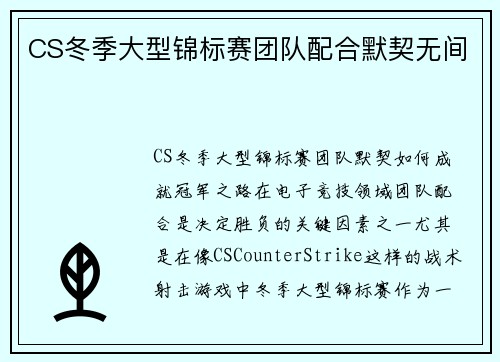 CS冬季大型锦标赛团队配合默契无间